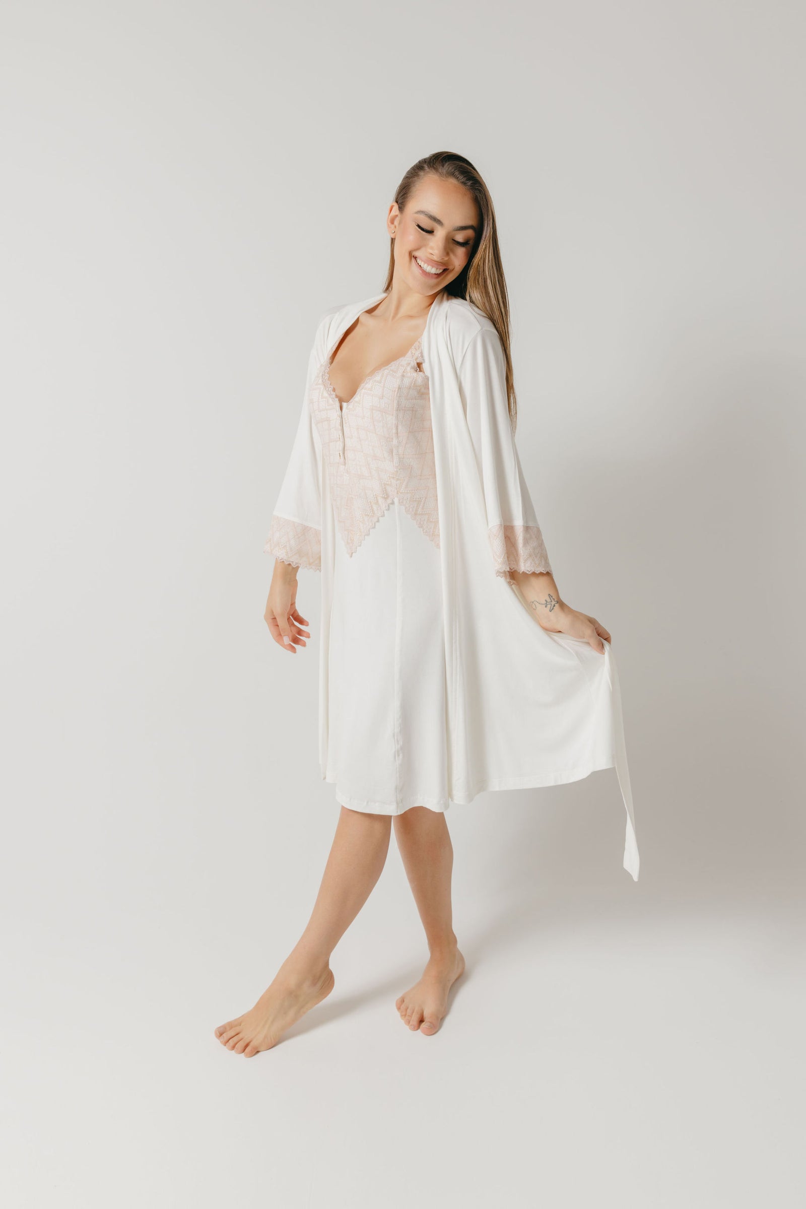 LUCY ROBE OFF WHITE/PINK