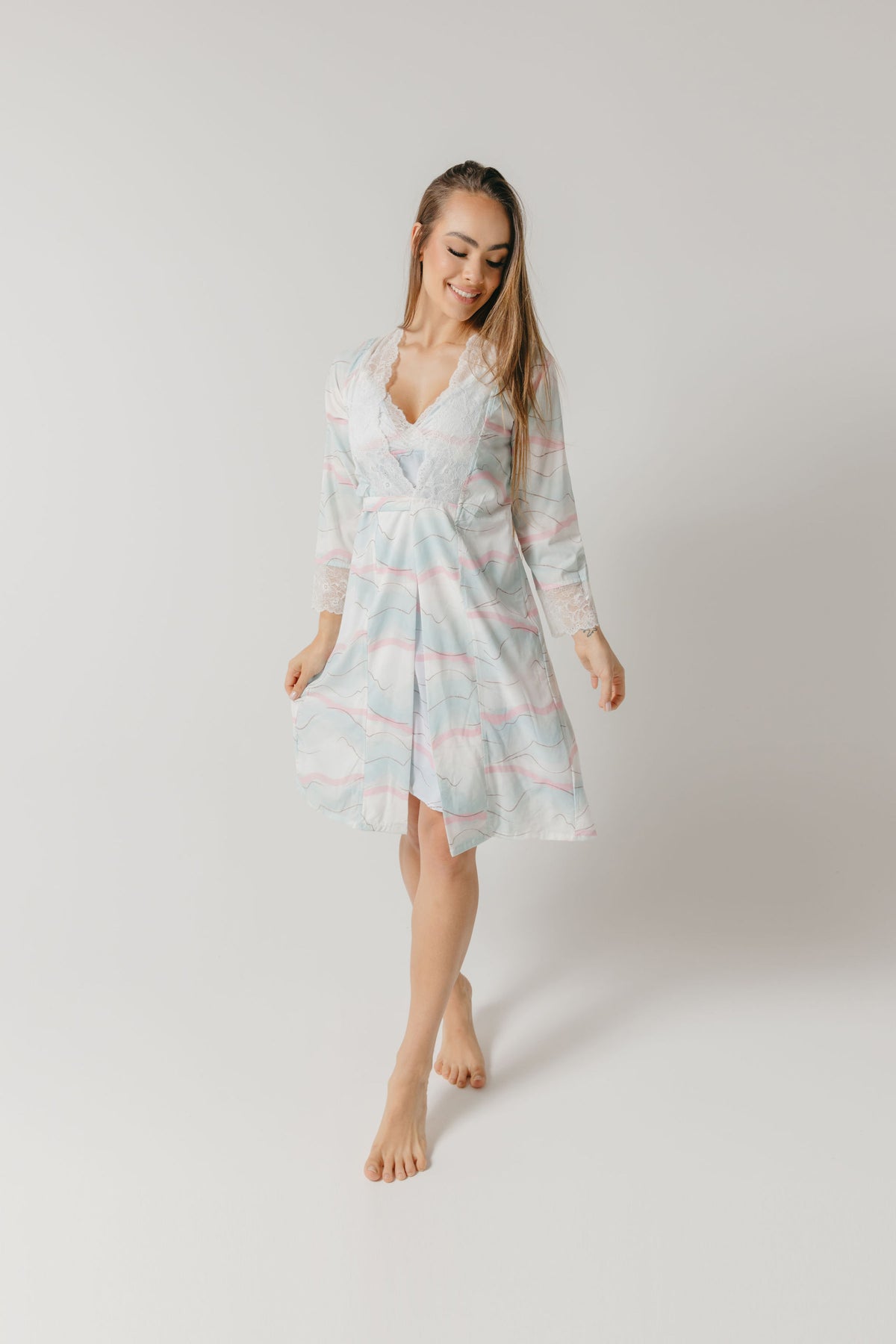 CHLOE ROBE PINK/BLUE PATTERN