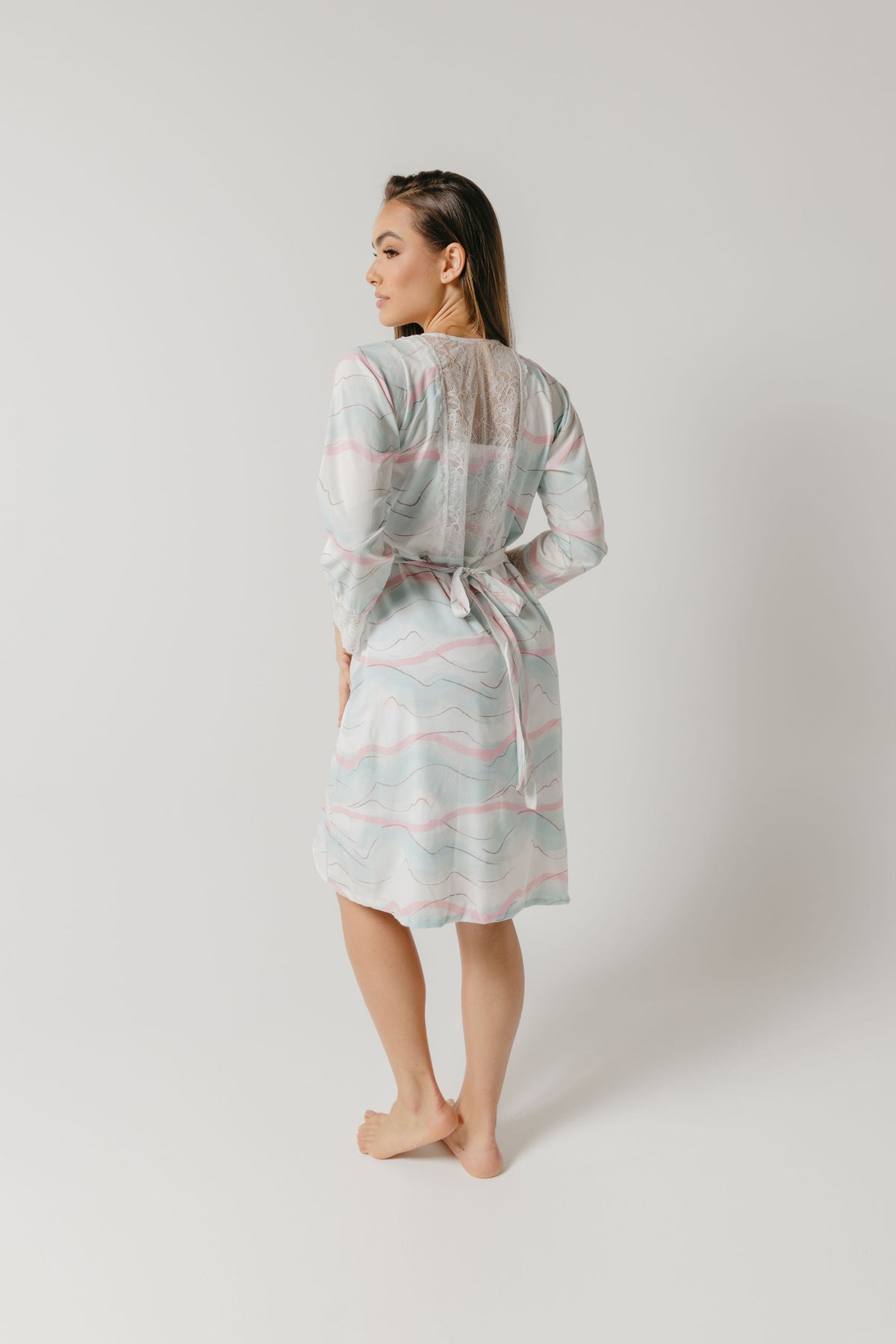 CHLOE ROBE PINK/BLUE PATTERN
